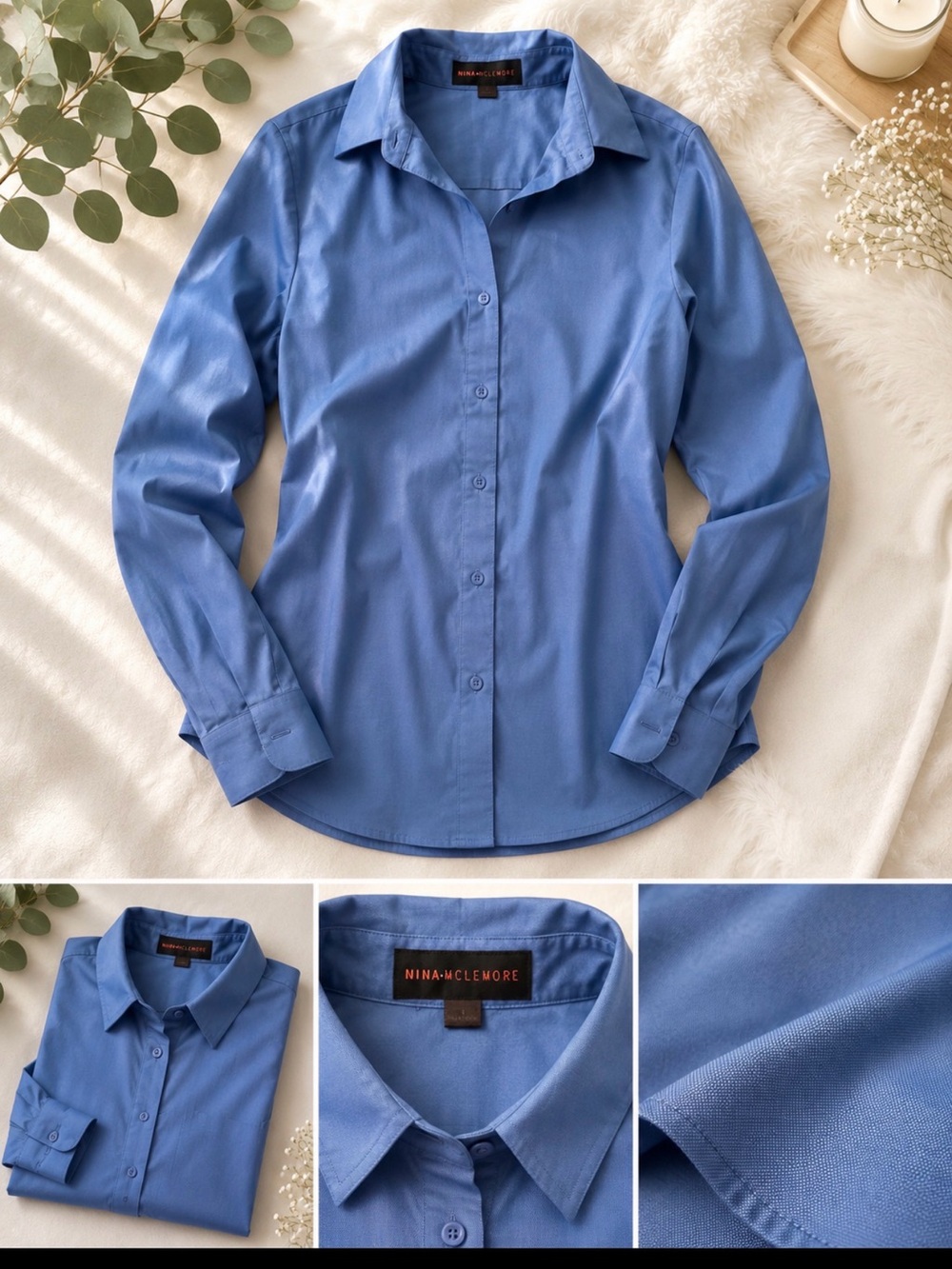 Nina McLemore Women's Classic Blue Button-Down Shirt